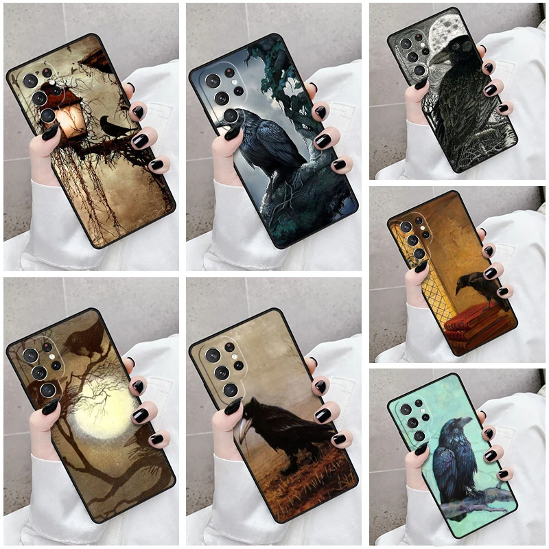 Puzdro na telefón pre Samsung Galaxy S24 S23 S21FE S22 Ultra Plus poznámka 10 20 S8 S9 S10 Pokryte Raven Halloween