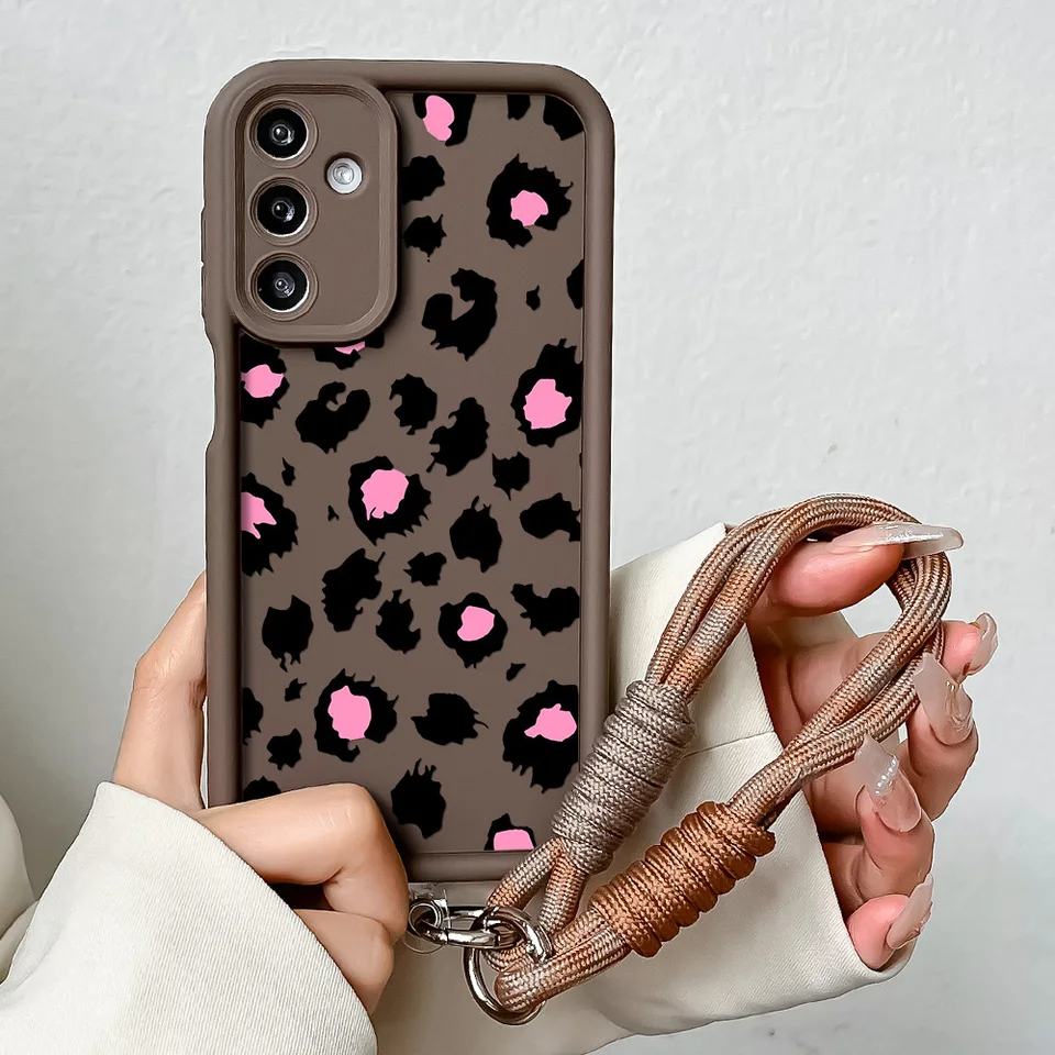 Puzdro na telefón pre Samsung S24 S23 S22 S21 S25 Plus Ultra S20 Fe A31 21S 12 06 50 11 05S Leopard Print Creast Cover Lanyard Cover