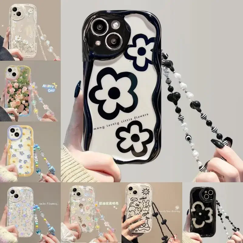 Puzdro na telefón pre Xiaomi mi POCO M6 X6 X5 PRO F3 F4 M3 M4 X4 GT X3 NFC 11 LITE 5G NE 12T 12 Soft Cover s kvetinovým náramkom zápästia