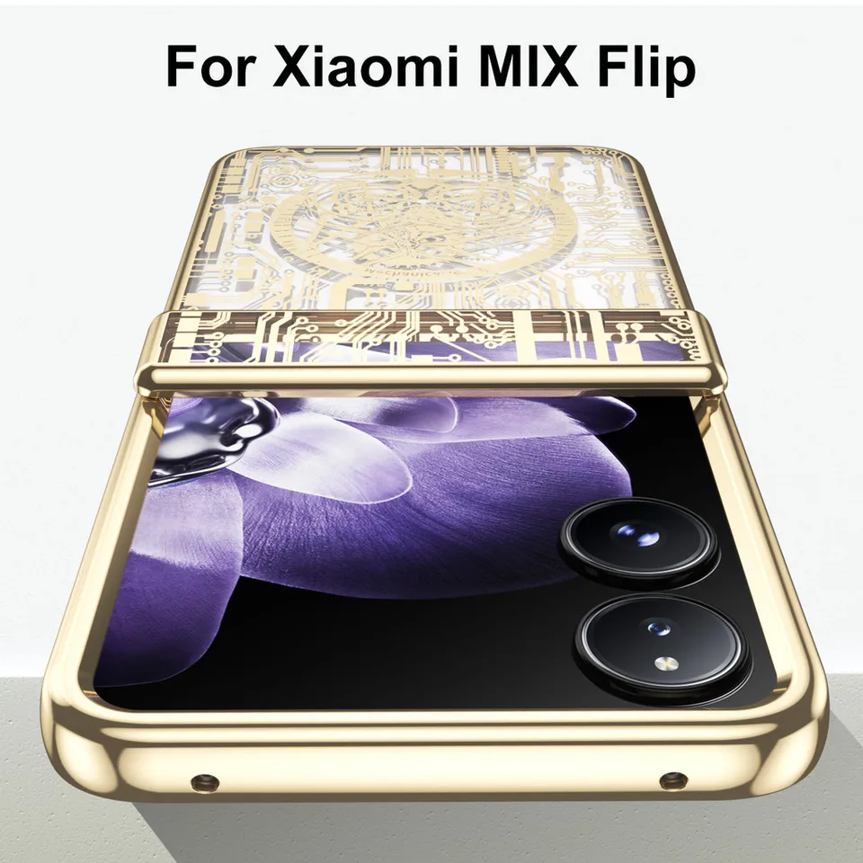 Puzdro na telefón pre xiaomi mix flip záves Mechanické pokovovanie priehľadné 360 úplný ochranný kryt