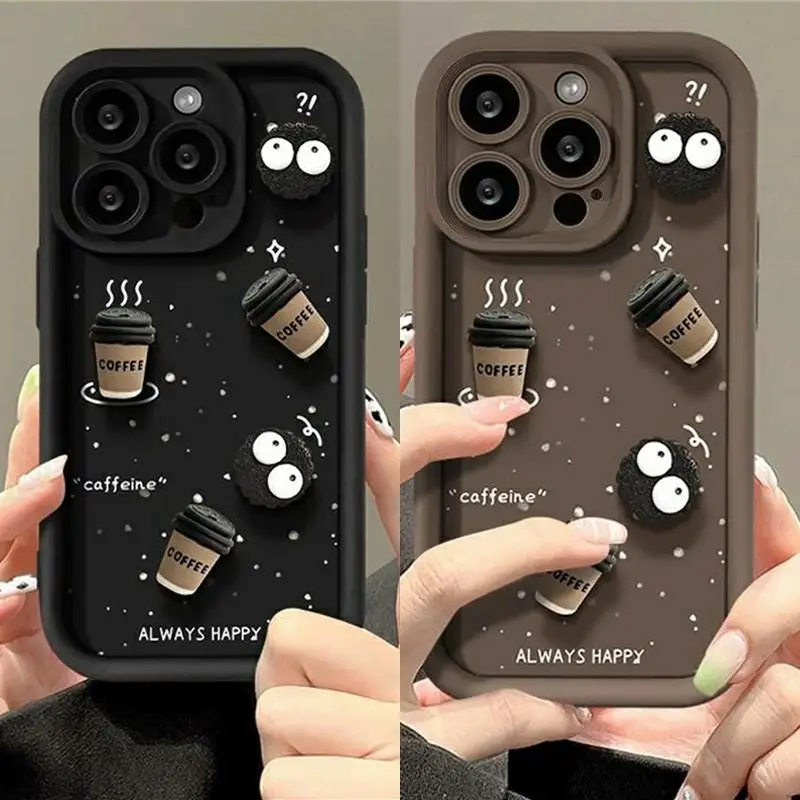 Puzdro na telefón pre Xiaomi Redmi Note 13 Pro Plus 12 11 10 12S 11s 10s 9s 9 12c 10c 3D roztomilý káva mäkký kvapalina Silikónový zadný kryt