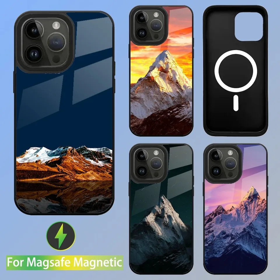 Puzdro na telefón Snow Mountain pre iPhone 16,15,14,13,12,11, Plus, Pro, Max Mini Magsafe magnetické bezdrôtové nabíjanie