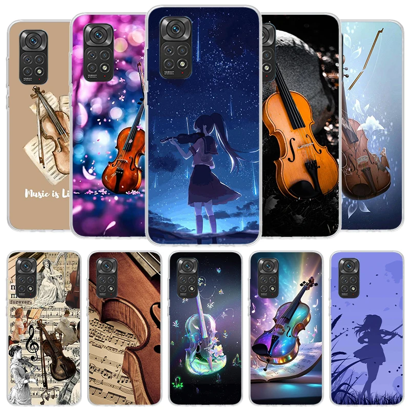 Puzdro na telefónny obal na hudobné husle pre puzdro pre Xiaomi Redmi Poznámka 13 12 11 10 Pro Plus 12s 11t 11e 10s 9 9s 8 8t 7 Soft Fundas Shell