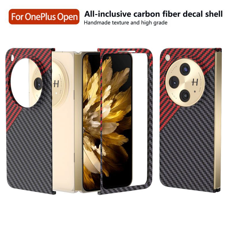 Puzdro na uhlíkové vlákno pre OnePlus Open Urltra-Light Ultra Thin Drop Hard Shell Dustodessuster Fall Prevencia Anti Scratch Mob Cover