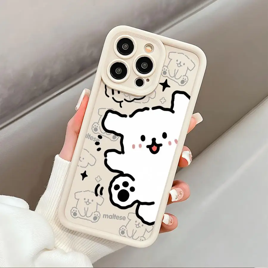 Puzdro pre Apple iPhone 11 15 Pro Max 14 Plus 13 12 16 16 16 16 16 16 16 16 16 16 16 16 16 16 16 16 16 16 16 16 16 16 šoka proti ochrannému škrupinovi Silikone Funda Cover Line Cartoon Puppy