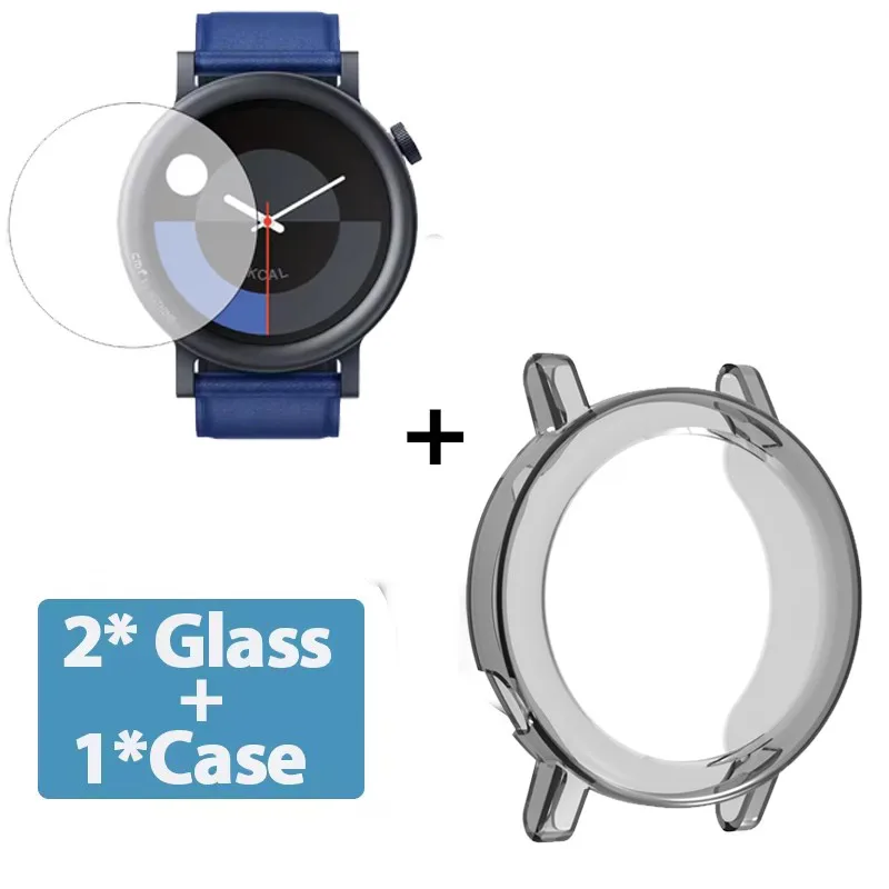 Puzdro pre chránič 2 v-1 + Chránič obrazovky pre CMF Watch Pro 2 Soft TPU Ochranný kryt sklenený sklenený sklenený film