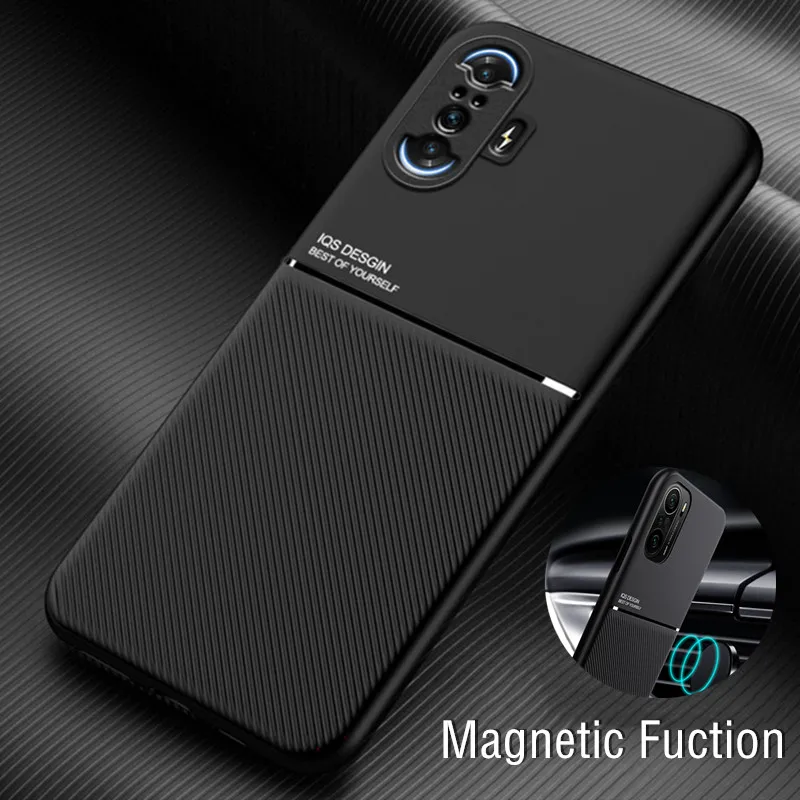 Puzdro pre luxusné kože pre telefón pre Xiaomi mi POCO F3 F3 GT MAGNETICKÝ PLATKA Držiak automobilu Zadný kryt pre mipofón X3 NFC M3 M2 F2 PRO