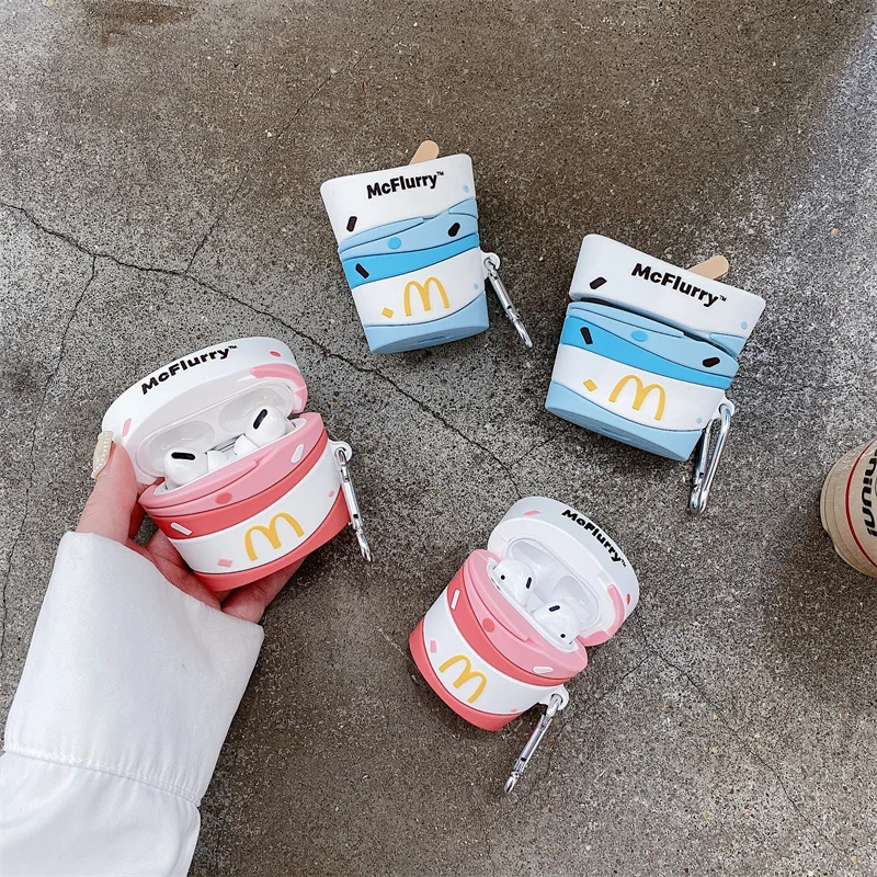 Puzdro pre mcflurry pre AirPods 1 2 3 Pro zmrzlina Soft Silikone Wireless Bluetooth Ochrate slúchadlá chránia krycie príslušenstvo