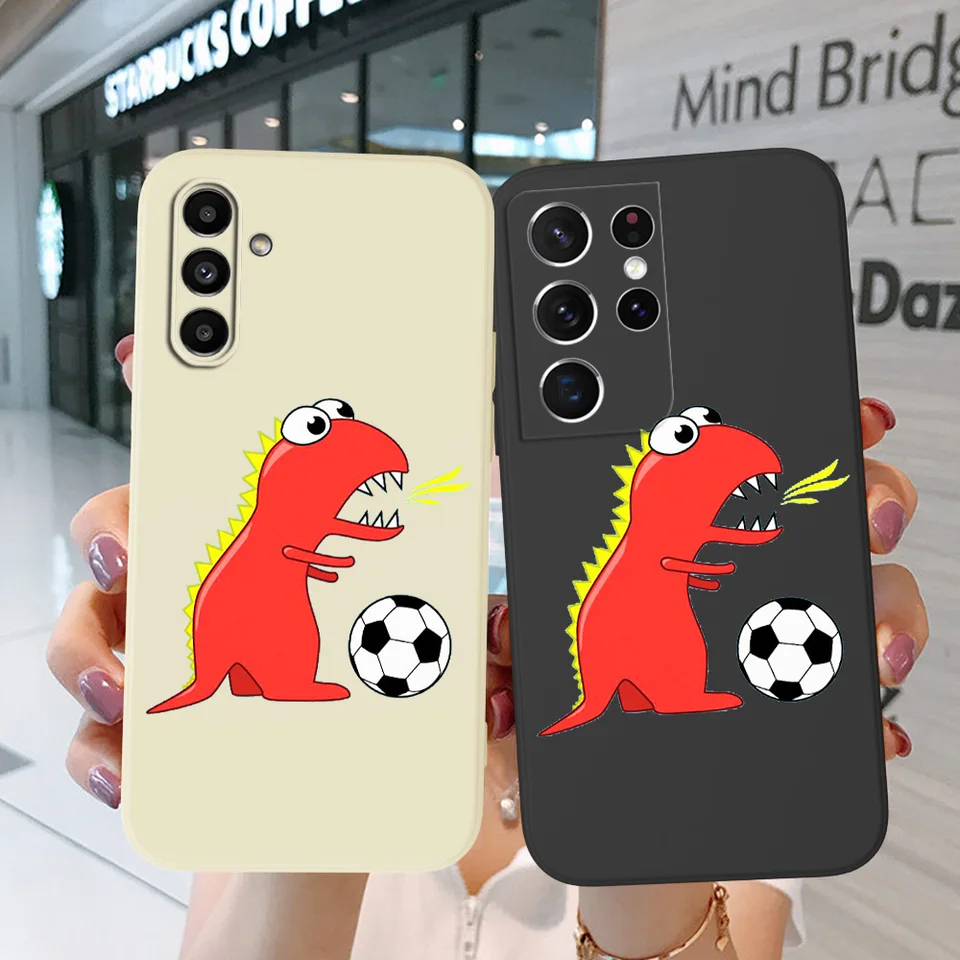 Puzdro pre Samsung Galaxy M21 2021 M23 5G M30S M31 M32 4G TELEFÓN Kryt Soft Silicon Dinosaur Futbal futbal