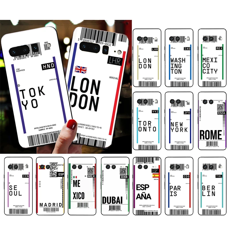 Puzdro pre telefón pre Google Pixel 9 Pro XL 9 8 7 Pro 8a 7a 7a 6a 6 Pro Pixel 4 3 XL 5 6 4A Air Ticket London Tokyo Mexico Case