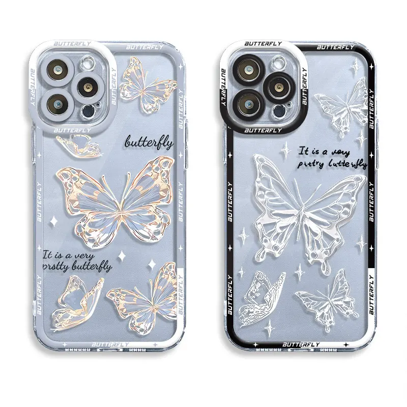 Puzdro pre telefón pre Samsung Galaxy A31 A12 A71 A50 A52 5G A32 A72 A22 A51 4G A21S Shell Retro Butterfly Clear Silikone Cover