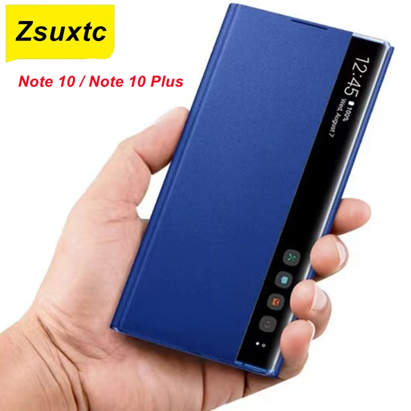 Puzdro Smart Chip pre Samsung Galaxy Poznámka 10 Plus + note10 Zobraziť prípady preklopenia kože pre samsung notu 10 kryt 10