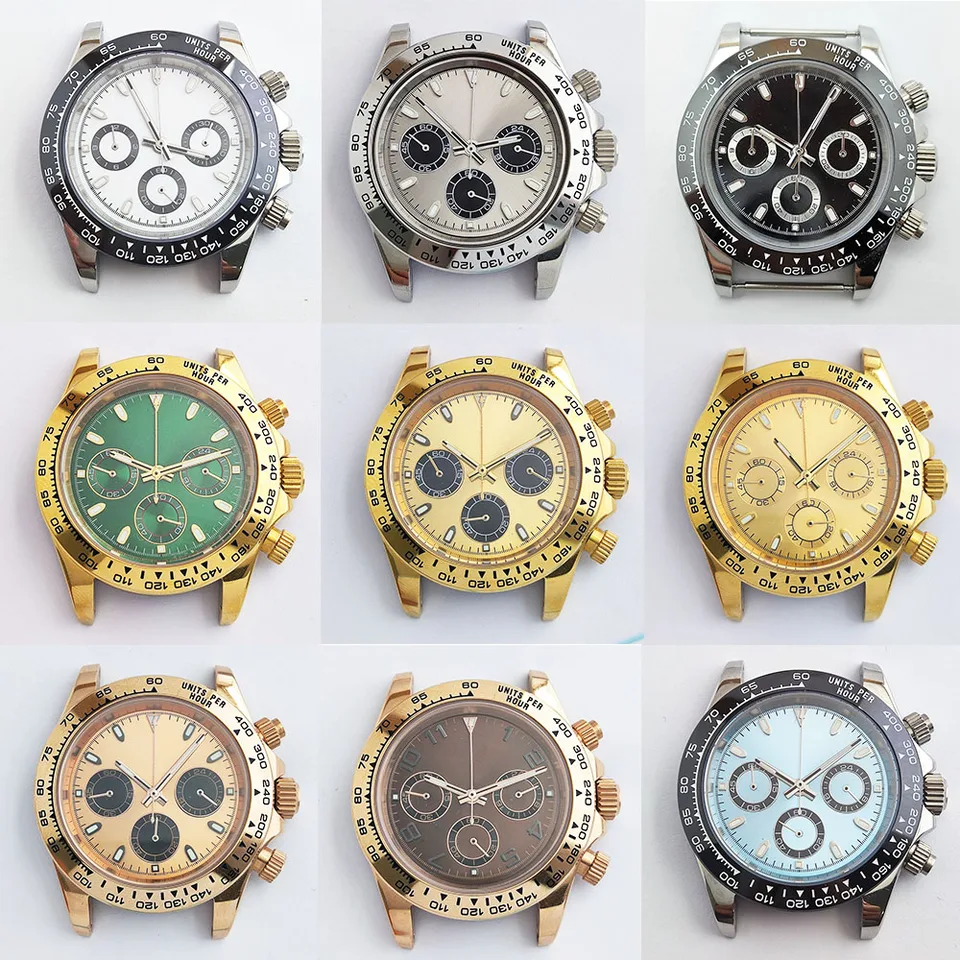 Puzdro vk63 japonský chronograf VK63 Pohyb z nehrdzavejúcej ocele 39mm žiarivého číselníka