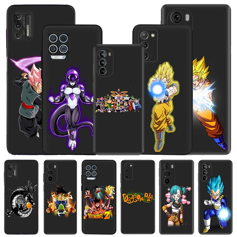 Puzdrá mäkkých telefónov pre Motorola G53 G73 G9 G50 G51 G60 G71 G22 G32 G52 G72 EDGE40 20 30 Dragon Anime Balls DBZ Čierny matný kryt