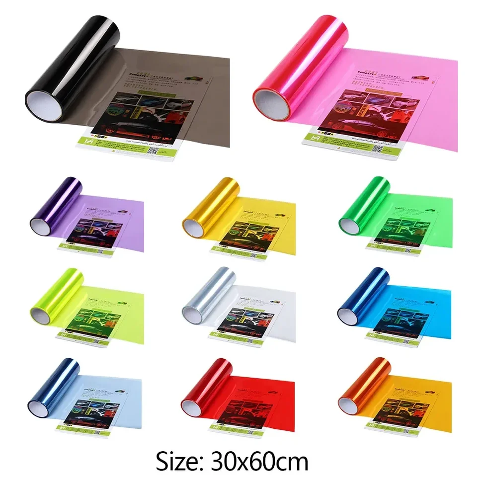 PVC auto svetlomet svetla Film FOG LAMP STACKER STACKER Automobil TAVÁLNA FOLICKÁ FOIL Self-pasívne príslušenstvo automobilu 12 farieb 30 × 60 cm