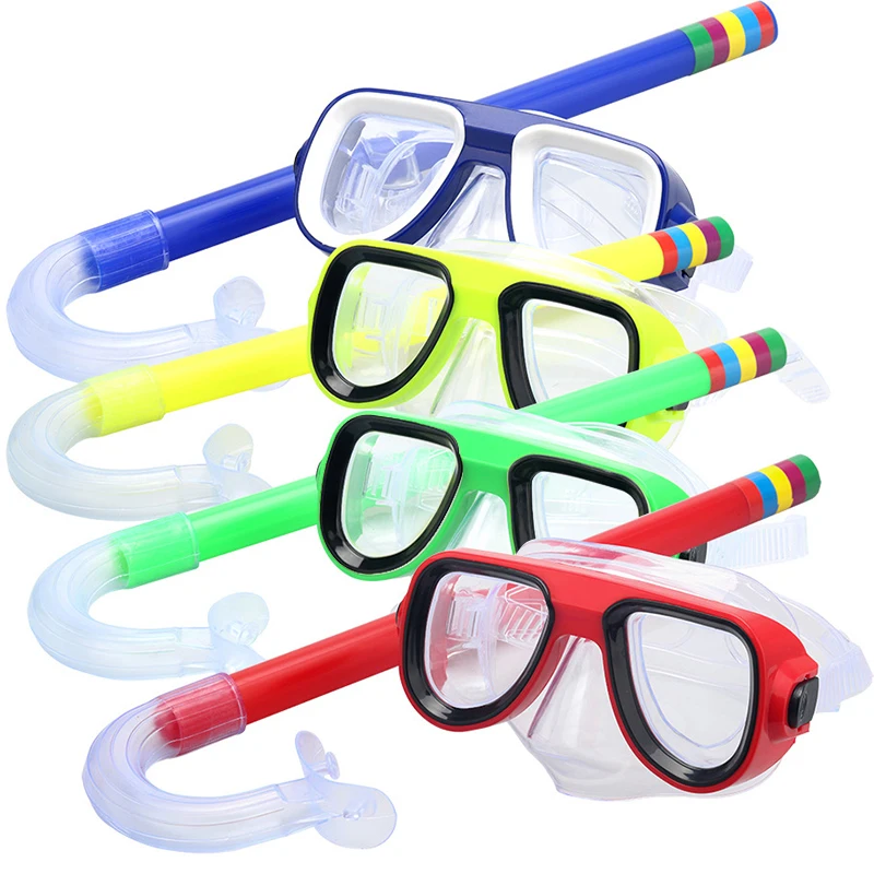 PVC plávajúce okuliare Masky Snorkel set Swim Swim Deting Diving Eyewear Anti Fog Bezpečná dýchacia maska ​​pod vodou ponorné doplnky