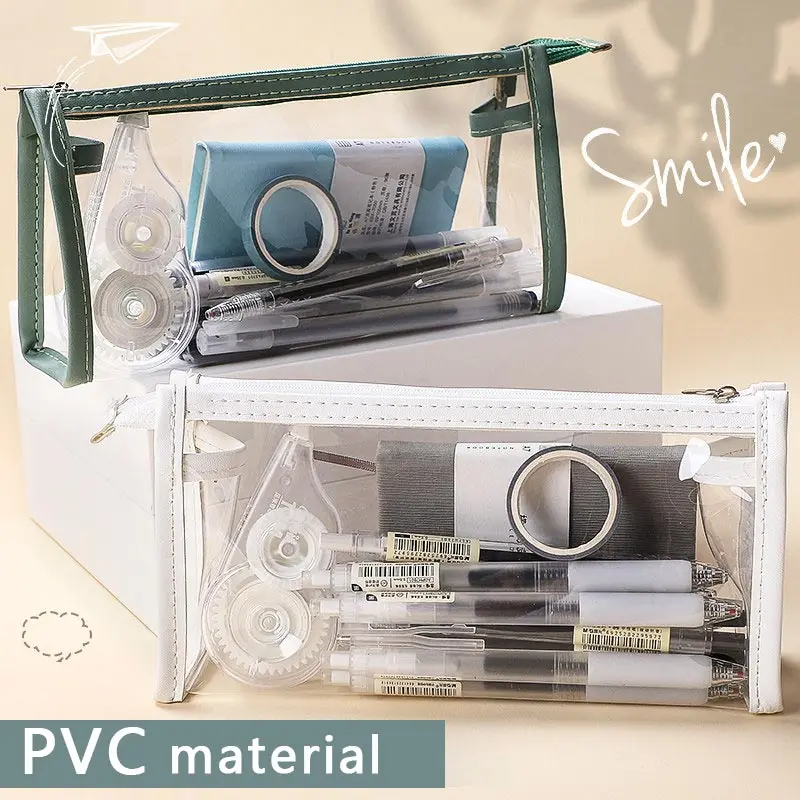 PVC Transparentné puzdro na ceruzku kawaii nepremokavá ceruzka pre študentov