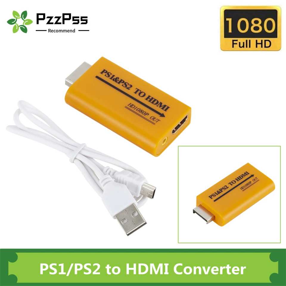 PZZPS pre konvertor adaptéra PS1/PS2 až HDMI až do výstupu 1080p pre monitor projektor Konvertujte video/zvukovú hru a prehrávanie