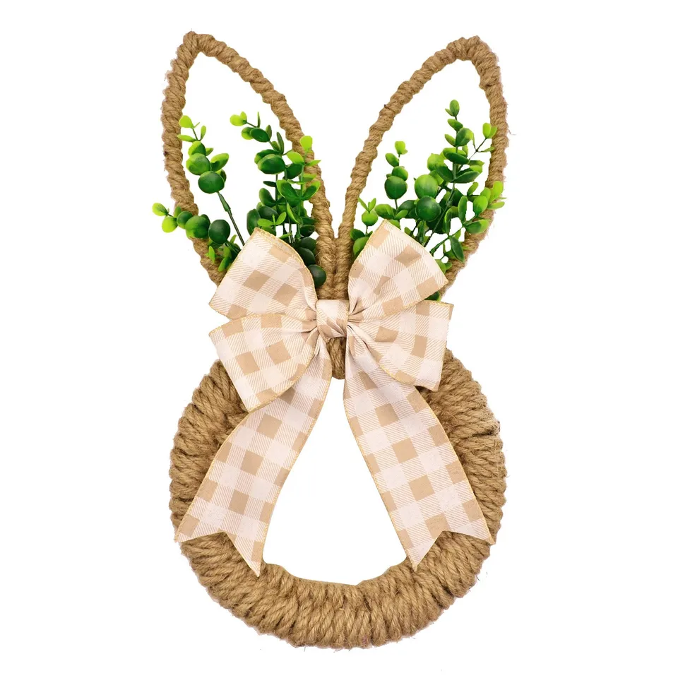 Pád veniec Hydrangea Resancie Spring Bunny Bunny Veniec na jar a Veľkonočné predné dvere Malé okno Vianočné vence
