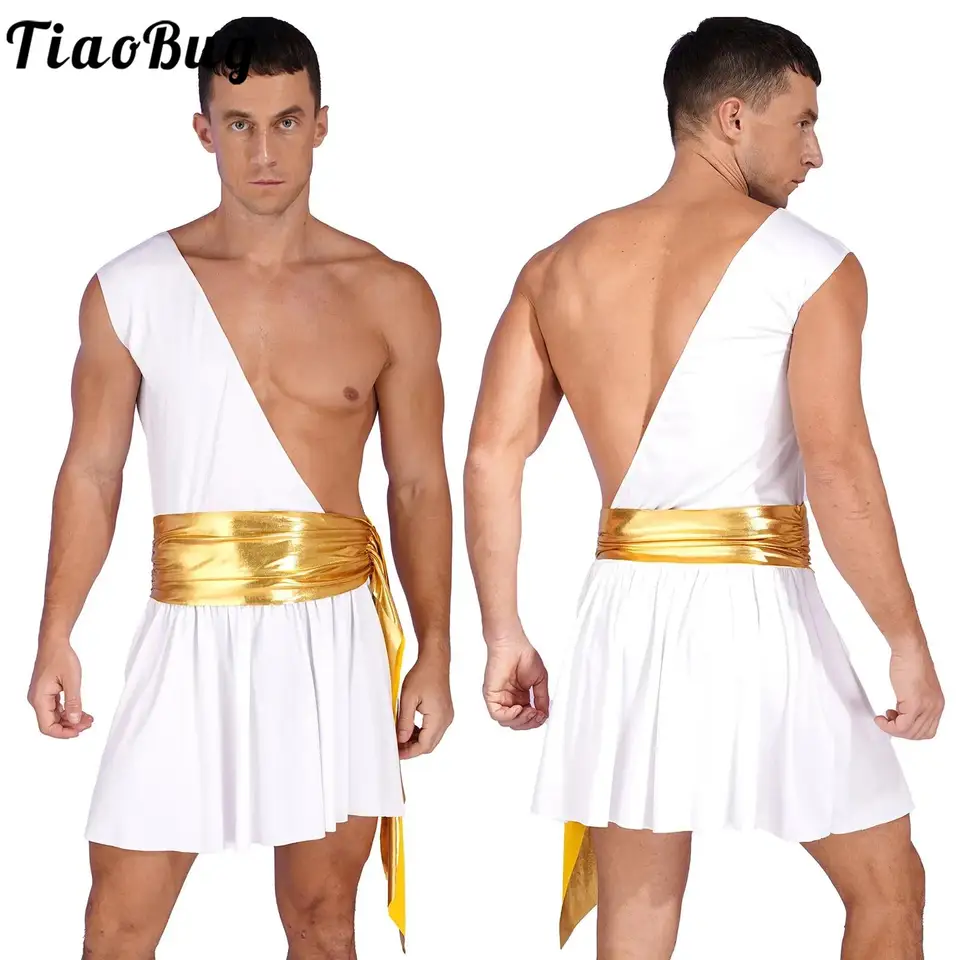 Pán Mr Toga kostým staroveký grécky Boh toga gladiátor cosplay outfit One Rameny Ruffy Dress Knight Warrior Fancy Dress Up
