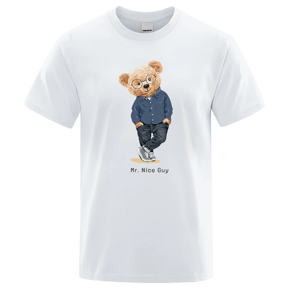 Pán pán Ted Bear Pekný chlap výtlačok Men s krátkym rukávom na ulici Tričká na ulici voľné nadmerné oblečenie
