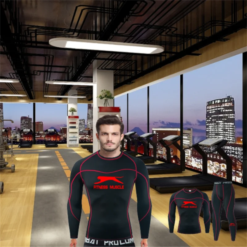 Pánska bežecká telocvičňa Jogging Thermo Underwear Men Koža kompresia súprav