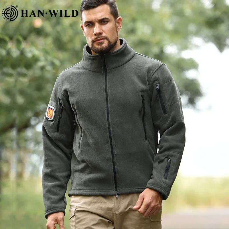 Pánska bunda Soft Fleece Tactical Jackets Man Safari Zipper Men US CP Camo bunda taktika Airsoft Lovecké oblečenie