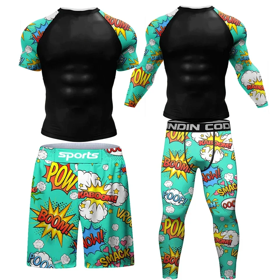 Pánska kompresia bežecká sada MMA Boxing BJJ Rashguard Training Workout Workout Sportswear Kulturista