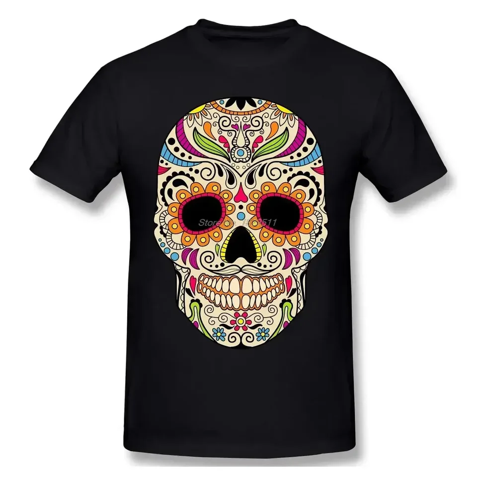 Pánska mexická lebka Suget Funny Tričko, mexická lebka jedinečné dizajnérske tričko, bavlnené tričká, Streetwear Harajuku nadrozmerné