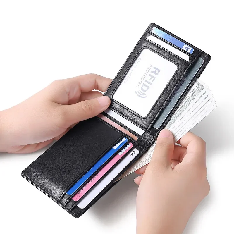 Pánska módna koža peňaženka proti RFID krádež krátky karta Krátka karta Multi-karta Gentleman peňaženky peňaženky peňaženky peňaženky pre mužov