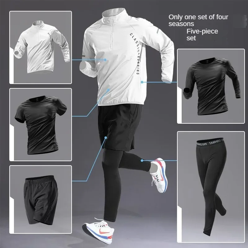 Pánska rýchle sušená športová sada Jeseň Track Field Field Training Zipper Running Fitness Dlhé rukávy košele pre cyklistiku