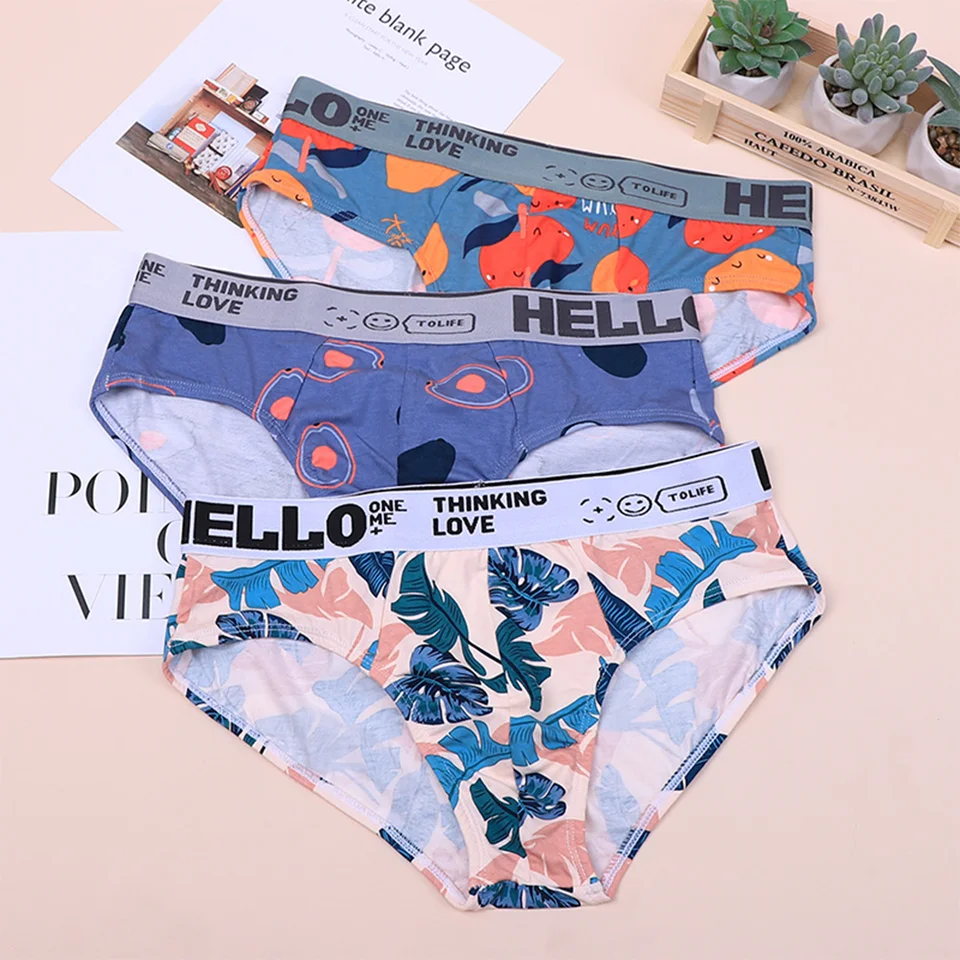 Pánska spodná bielizeň sexy nohavičky Pohodlné módne tlačené chlapci Bikiny priedušné mužské elastické nohavičky veľkú veľkosť xl 2xl 3xl
