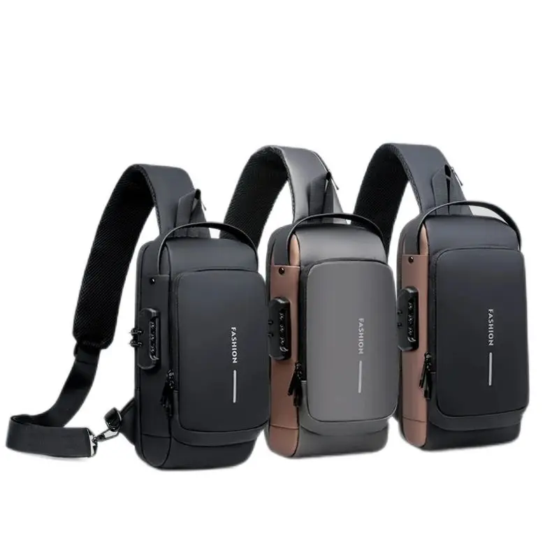 Pánska taška na rameno Multifunkčné proti krádeži USB Messenger Pack Man Crossbody Cross Body Cestovné vrecká na hrudi
