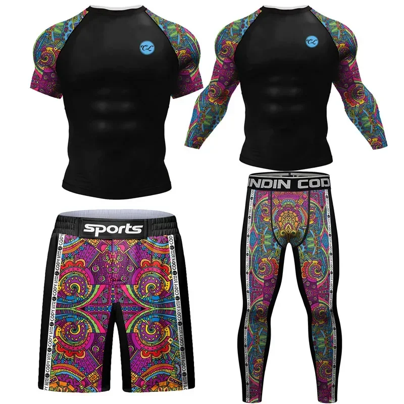 Pánska telocvičňa Kompresia Compression Sport Suit Boxing Basketbal Tracksety Mma Bjj Muay Thai Jiu Jitsu Rashguard Fitness Sportswear