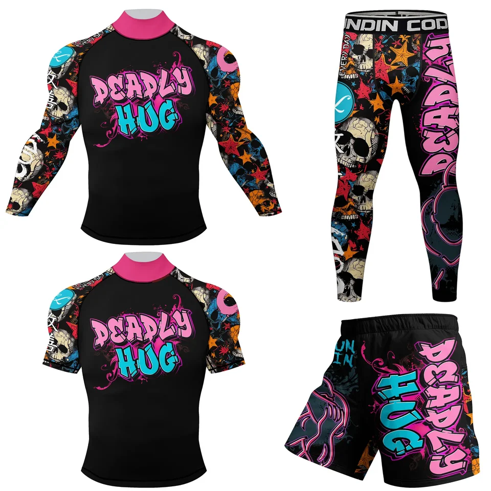 Pánska telocvičňa odevná súprava MMA Muay Thai Jiu Jitsu Boxing Set Running Training Sport Suck Rashguard Fitness Workout Sportswear