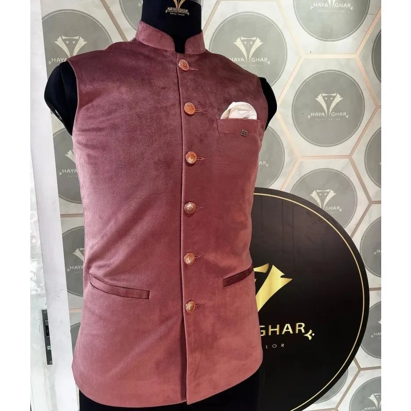 Pánska vesta Svadobná zamatový obchodný stánok obojok Collar Cate Cat Jacket Casual Slim Fit vesty pre ženích Svadobná vesta 1 kus