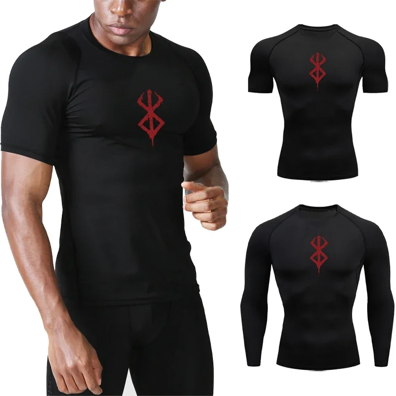 Pánske anime tlač s dlhým rukávom Kompresné košele Gymel Atletic fitness Running Wink Wink Wink Wink Wink Rýchle suché suché rukávy Rashguard Tops