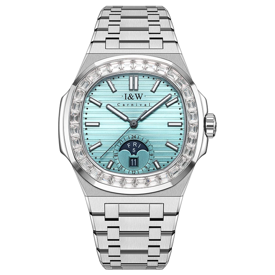Pánske automatické hodinky, 42 mm luxusné mechanické náramkové hodinky Witerproof Sapphire Luminát oceľový remienok Viacnásobné číselníky