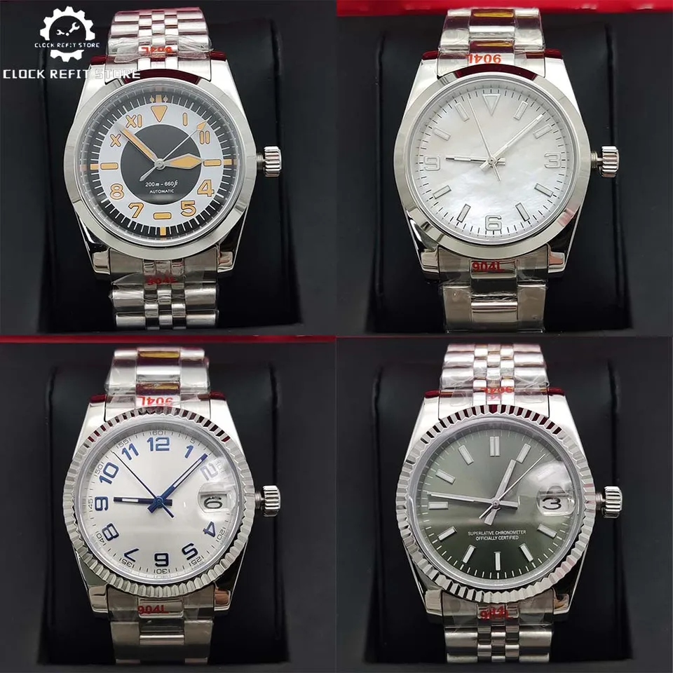 Pánske automatické mechanické hodinky, 36 mm a 39 mm z nehrdzavejúcej ocele, nepremokavé zafírové puzdro, módne obchodné hodinky