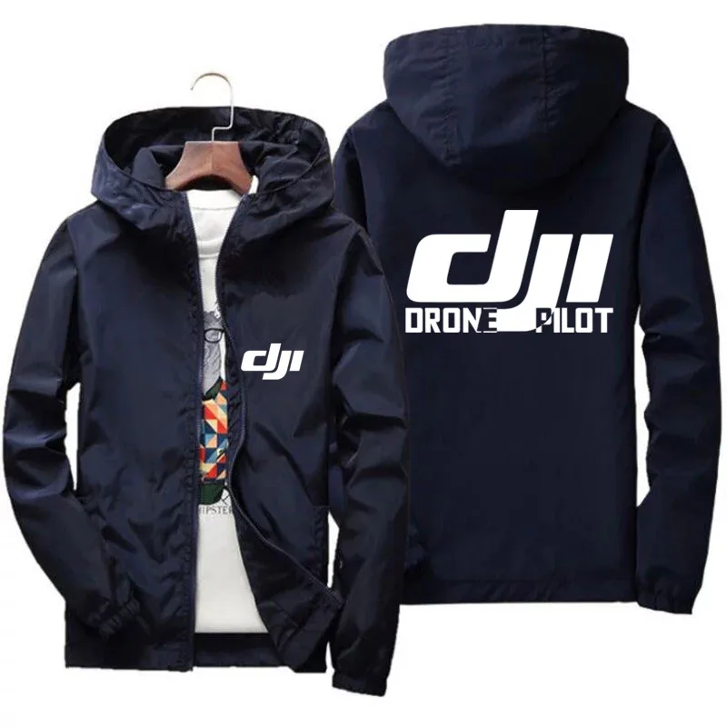 Pánske bombardované kapucňa Dji Dron Pilot Pilot Casy Thin Thin Windbreaker Coat s kabát