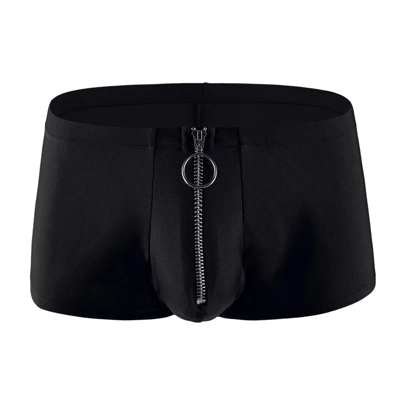 Pánske boxerky šortky hombre polyester spodná bielizeň muža Solidné nohavičky zips s nízkym vzostupom U konvexné vrecko spodky cueca calzoncillo