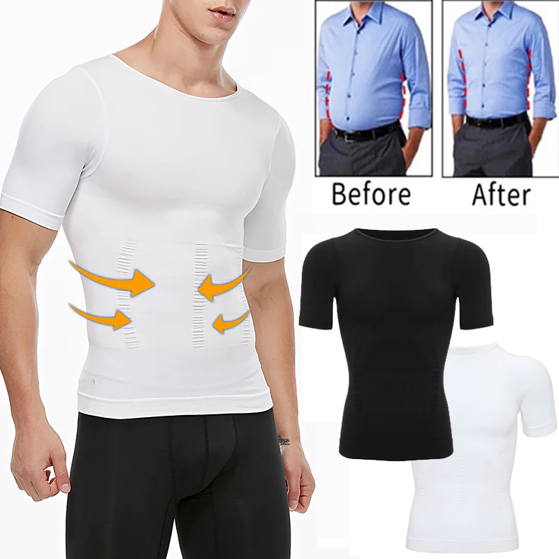 Pánske chudobné kompresné tričko Tričko Body Shaper Undershirt pre chudnutie a vrcholy svalových nádrží Gynecomastia s plynulým dizajnom