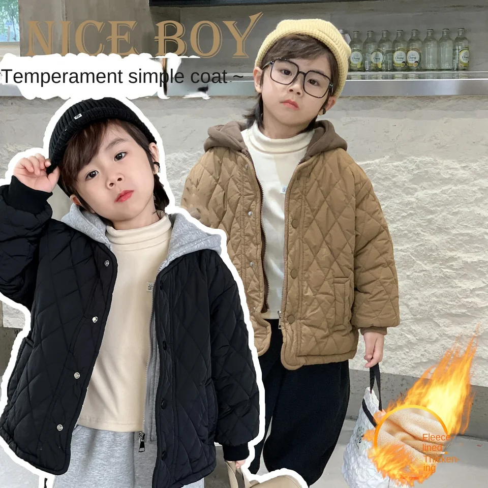Pánske dámske bulling Plaid Plaid s kapucňou prešívaná bunda plus fleece zahustená zimná detská prešívaná prešívaná 2 bavlnená šaty