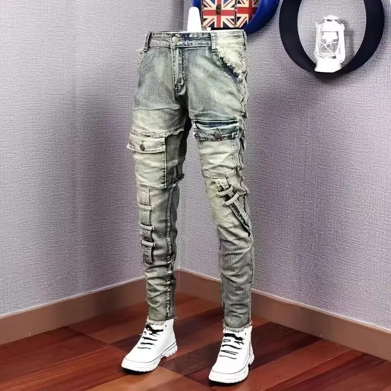 Pánske džínsy Muž Európsky americký trend roztrhaný lepivý handrič