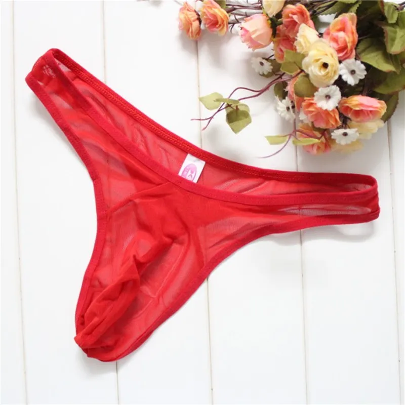 Pánske g-struny Transparentné sexy tangé ultra tenké pletivo s nízkym pásom zvodné letné letné spodné prádlo Mužské spodné prádlo tričká