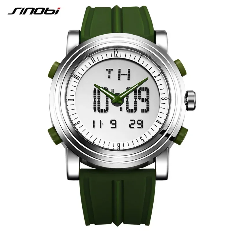 Pánske hodinky Pánske dvojité zobrazenie Luminous Cool Creative Sports Silikone Watch Electronic Watch S9368