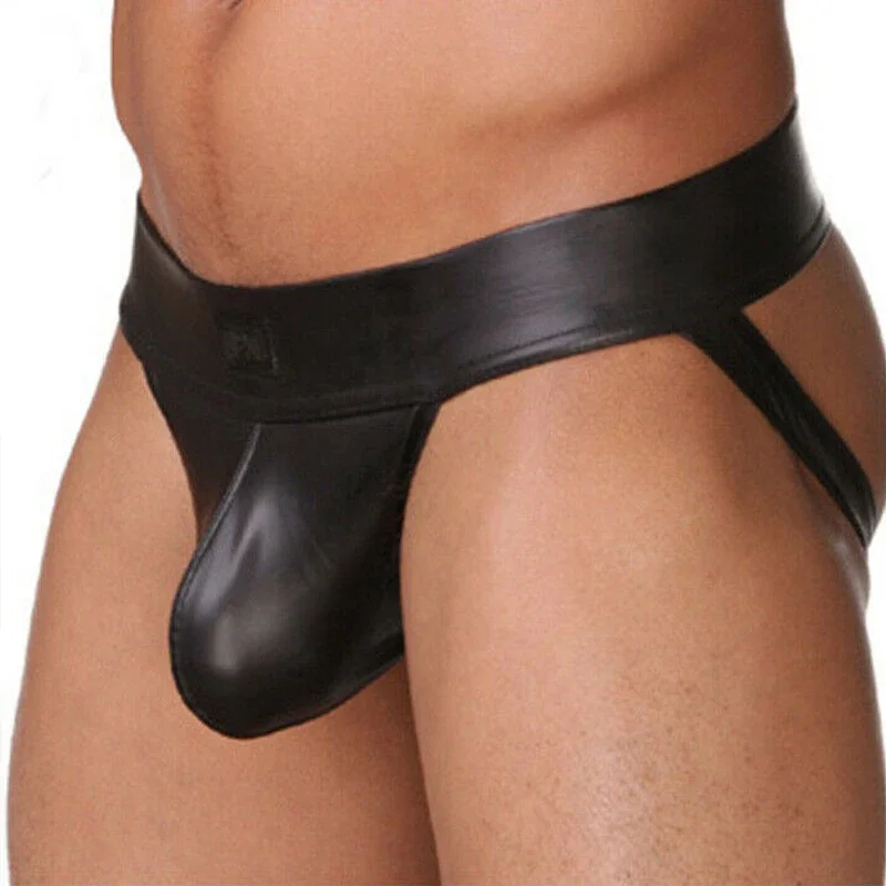 Pánske jockstrap sexy spodná bielizeň faux kožené spodné prádlo erotické nohavičky sex mužské tangá spodná bielizeň