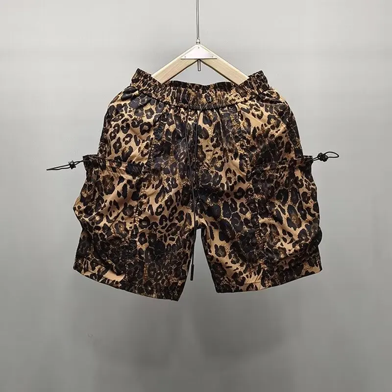 Pánske leopardové tlače Šortky Športové krátke nohavice Summer Patchwork Swewwork High Street Shorts Vysoko kvalitné rýchle sušenie šortiek