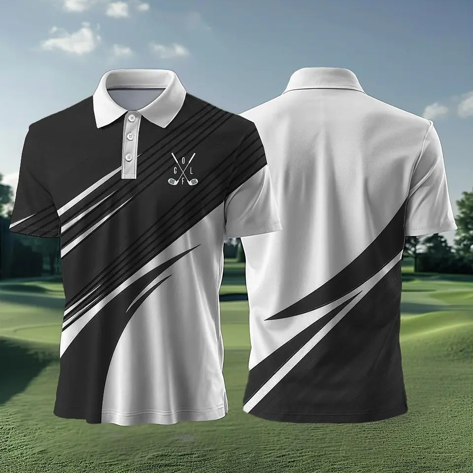 Pánske losové tričko Golf Tričko 3D tlačené letné unisex krátke rukávy Loose Golier Top golfový nadšenci nadmerné košele oblečenie