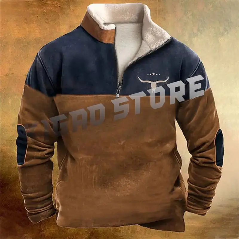 Pánske mikiny s dlhým rukávom mikina Cowboys Bison Fleece Casuals Spring & Fall for Men/Women Outerwear Top